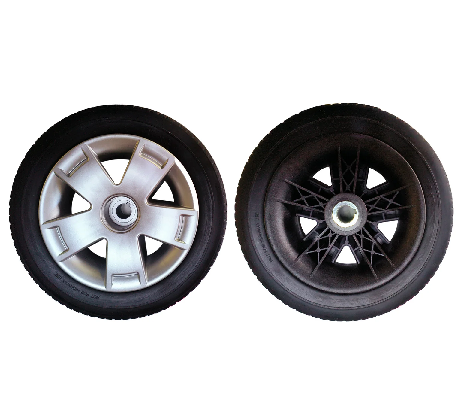 10×3 Rear Tyre with Silver Rim and Cap