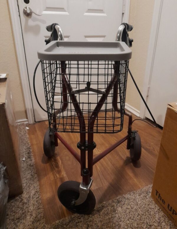 Heavy-Duty Folding Rollator Walker with Basket & Tray - Image 4