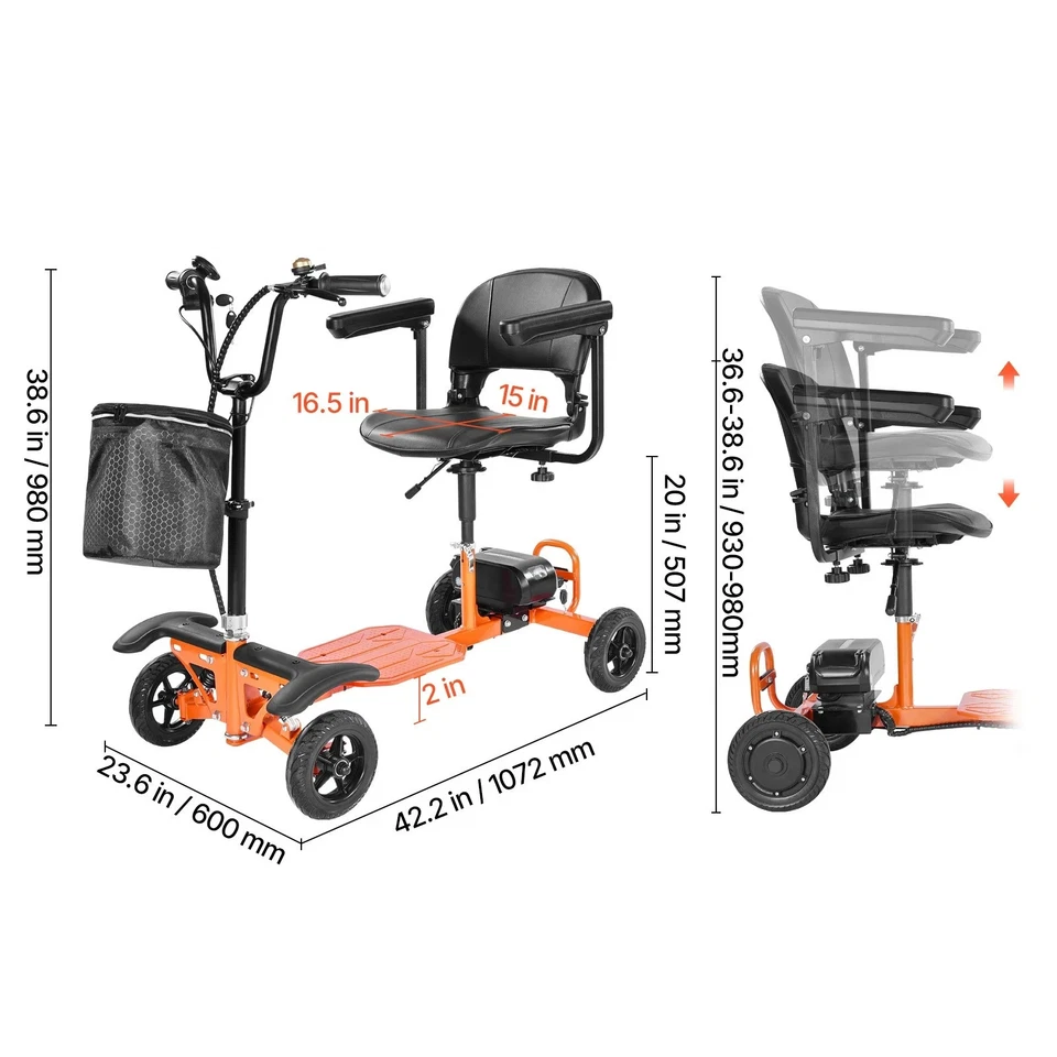 Uimoso 4-Wheel Foldable Electric Mobility Scooter with 265lbs Capacity - Image 3